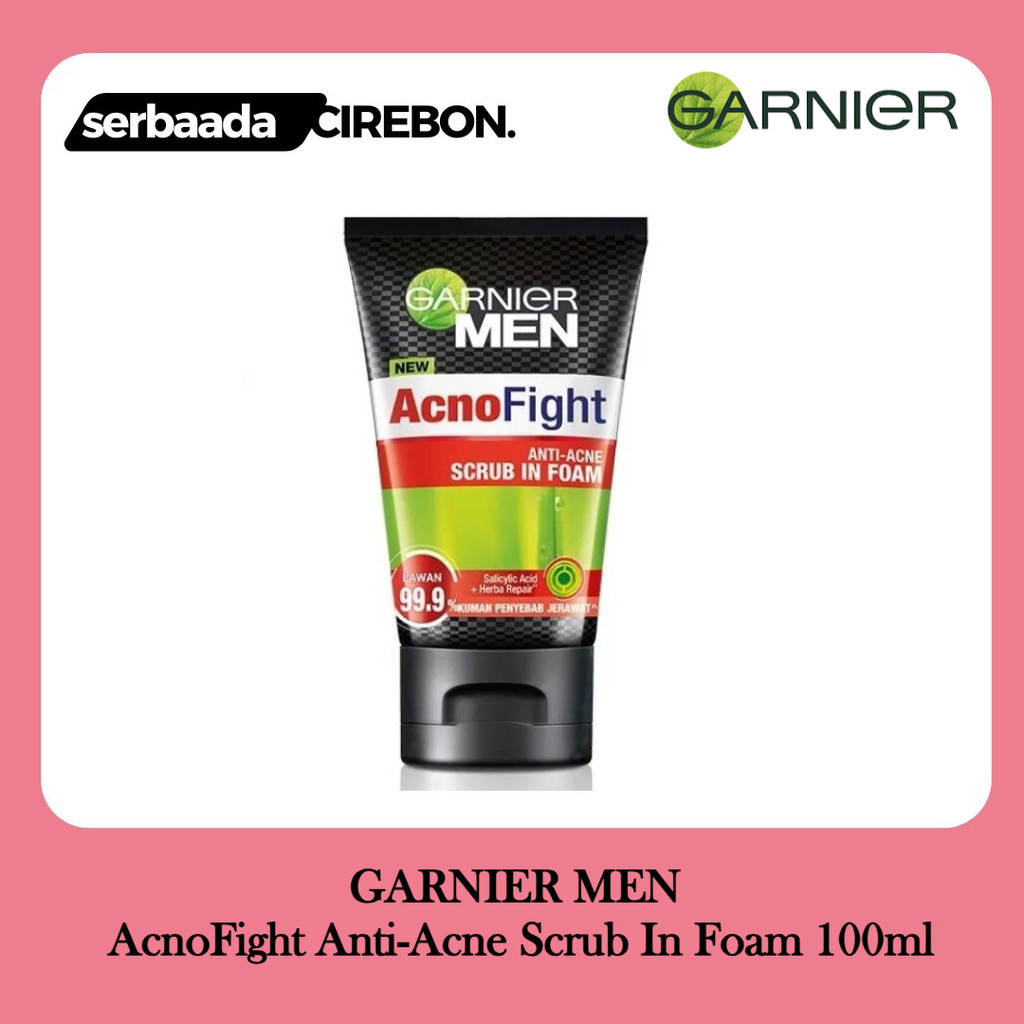 GARNIER MEN Acno Fight Anti-Acne Scrub In Foam 100ml - Sabun Cuci Muka Pria Lawan Jerawat