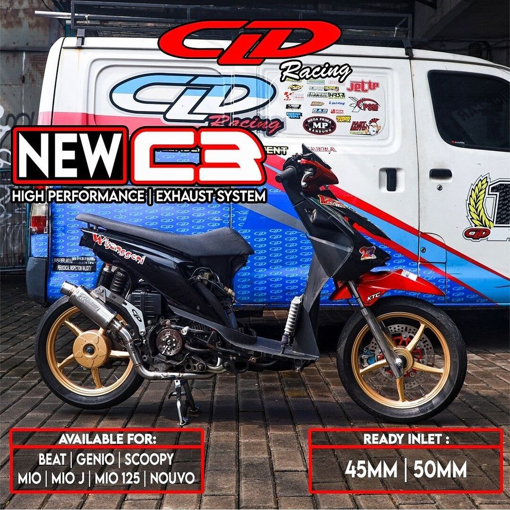 Knalpot CLD Racing type New C3 Bulat for Beat, Scoopy, Genio