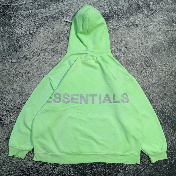 jaket Hoodie SHINE ESSENTIALS hijau stabilo jaket casual murah size XL fit XXL