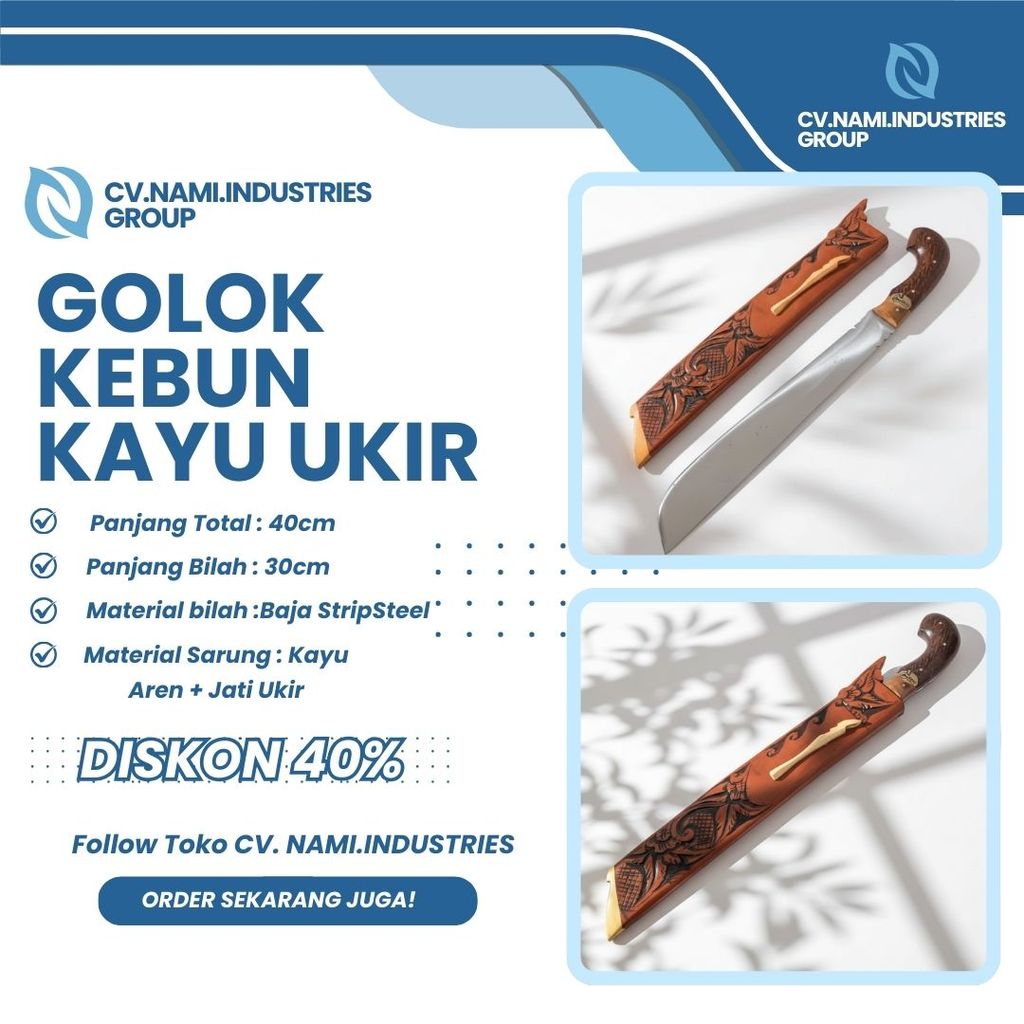 golok baja per asli perkakas kebun multifungsi panjang 40cm