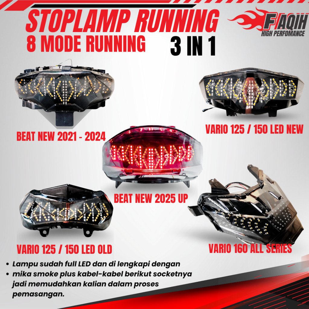 SOLAROIS  STOPLAMP RUNNING 1 SET VARIO 125 / 150 LED OLD VARIO 125 / 150 LED NEW BEAT DELUXE STREET 