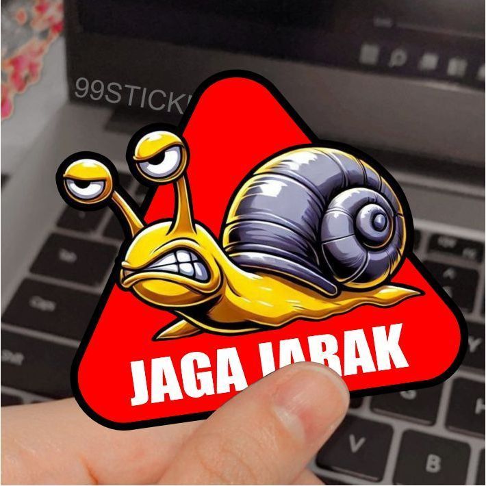 Sticker Jaga Jarak Lucu, Tandap Pelan Siput, Stiker Motor, Stiker Lucu, Motor