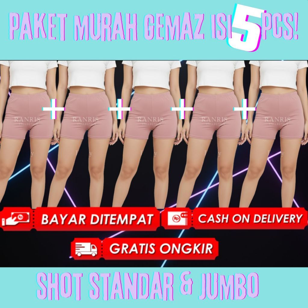 Paket 5pcs Celana Shot Wanita – Olahraga Wanita I Shot wanita I Jumbo Wanita pendek