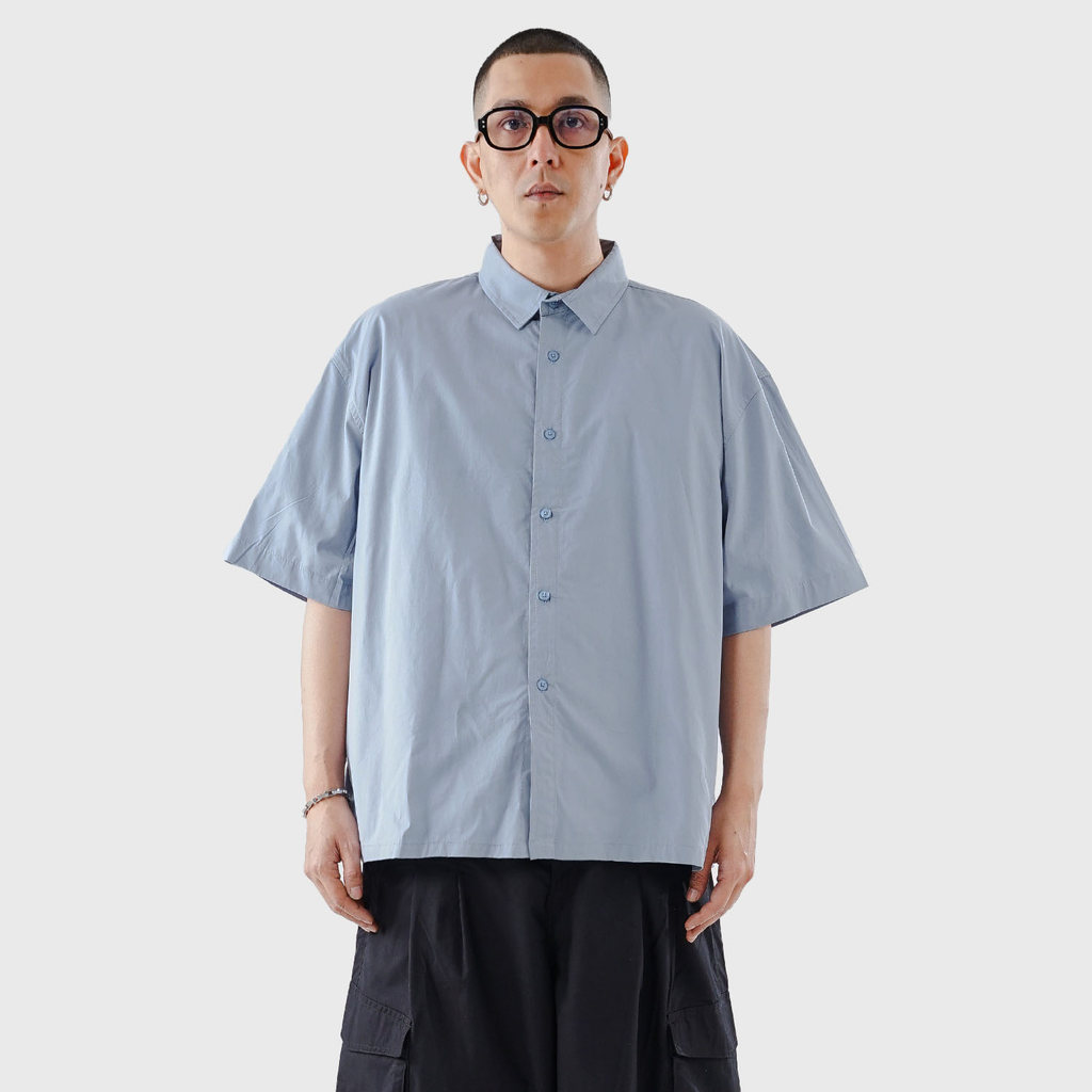 Noforty Project Oversize Wide Boxy Short Shirt Alba Sky Blue
