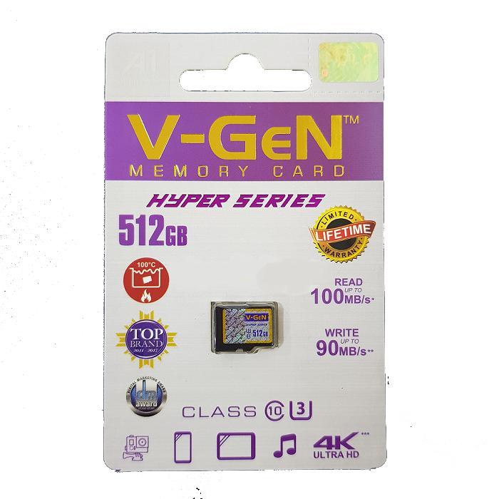 Micro SD V-GeN Hyper 512GB 98MB/S Micro SD Memory Card VGEN - 512GB NA