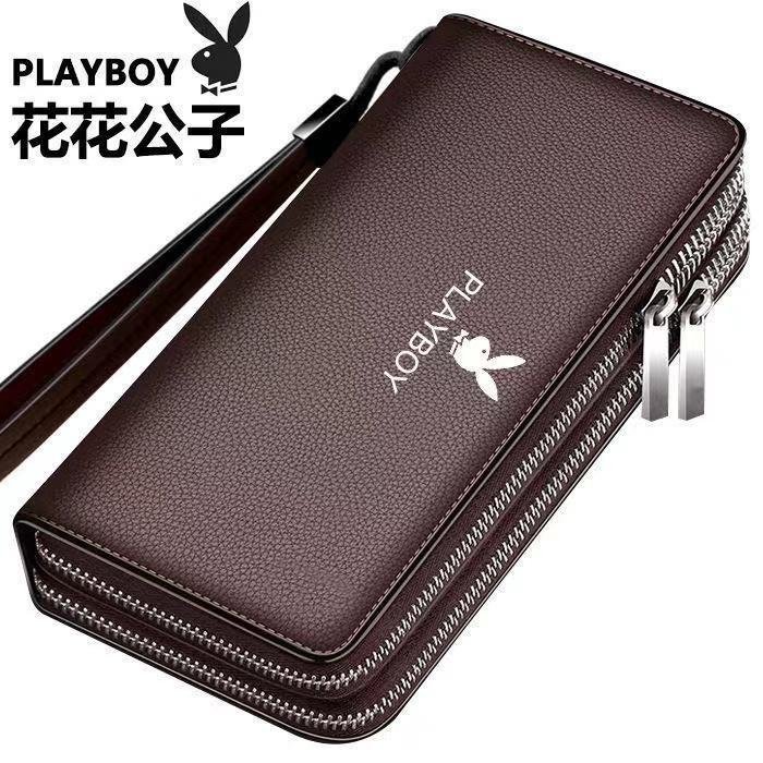 Playboy Wallet Zipper Long Wallet Genuine Large Capacity Wallet Trendy Zipper Men's Long Wallet for 