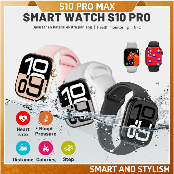 [100% ORI COD] SmartWatch S10 Pro with 2.3" HD AMOLED GPS Peta NFC Bluetooth  Hd Touchscreen iphone 