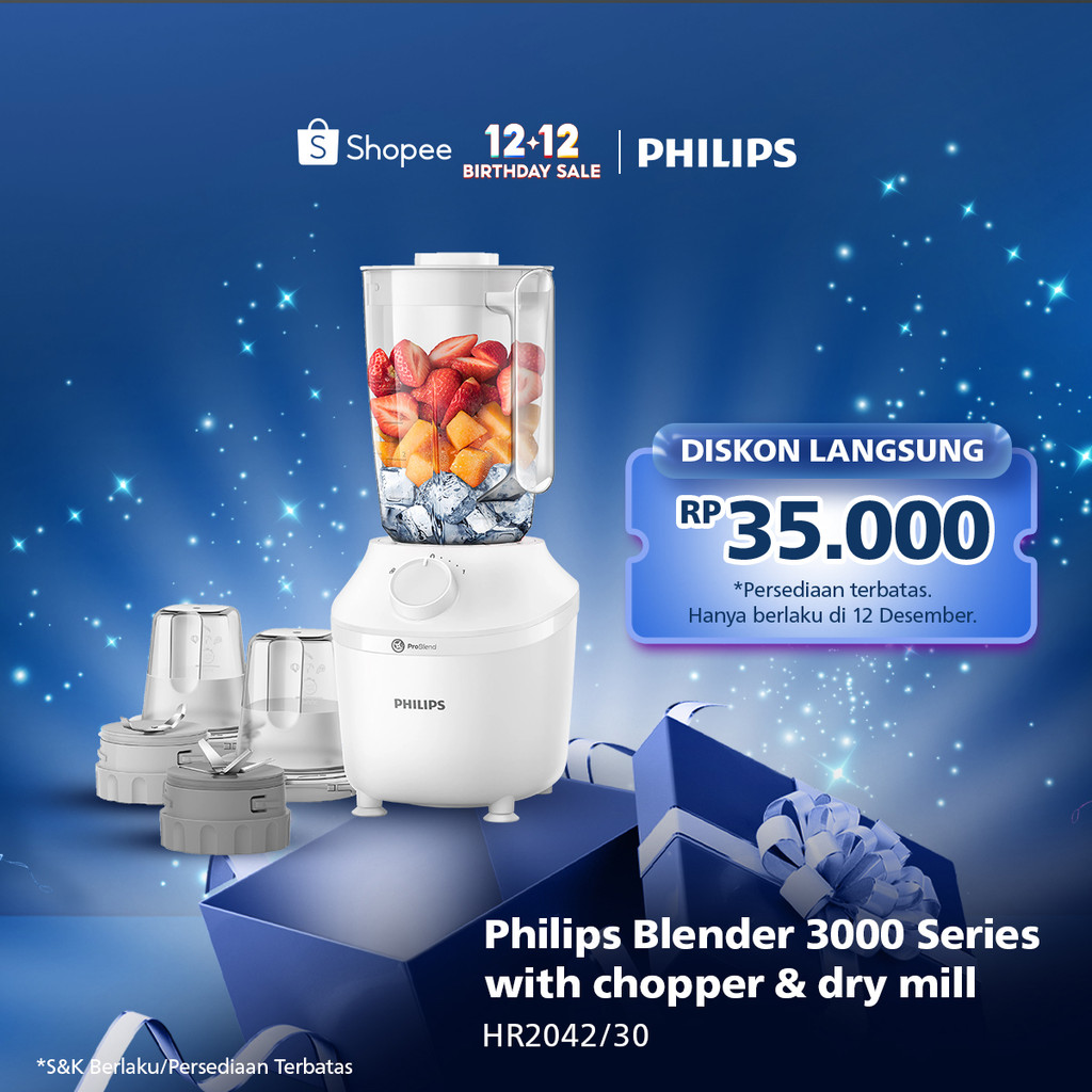 Blender Philips Plastik 1 Liter - 3000 series HR2042/30 - Blender Jus - Blender Juicer- Blender Terb