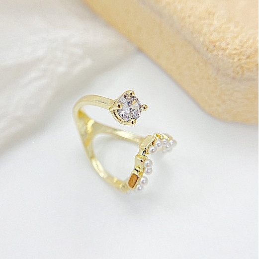 Cincin Terbuka Geometris Berongga Berlapis Emas, Cincin Adjustable Dapat Disesuaikan dengan Desain G