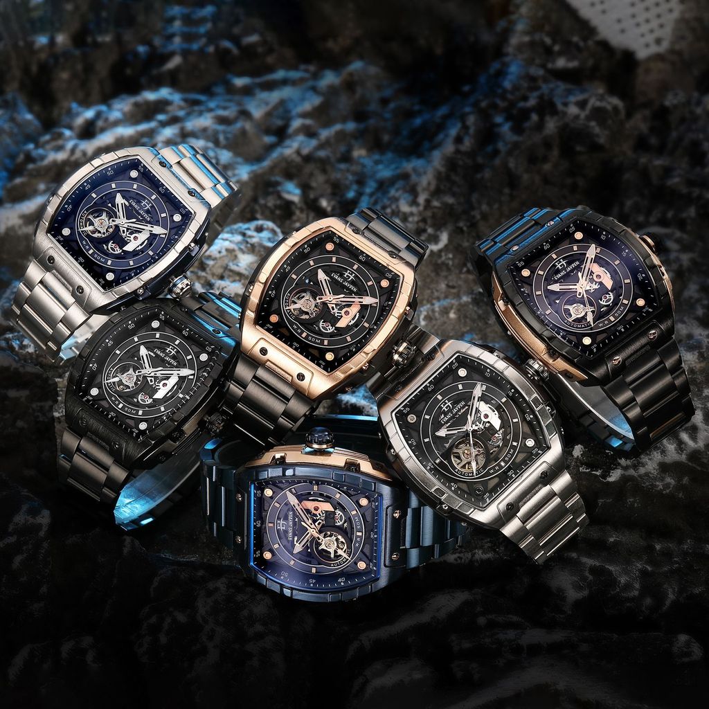 Evans Jayden Jam Tangan Pria 9611 Rantai Automatic Movement Stainless Steel Kaca Sapphire Chronograp