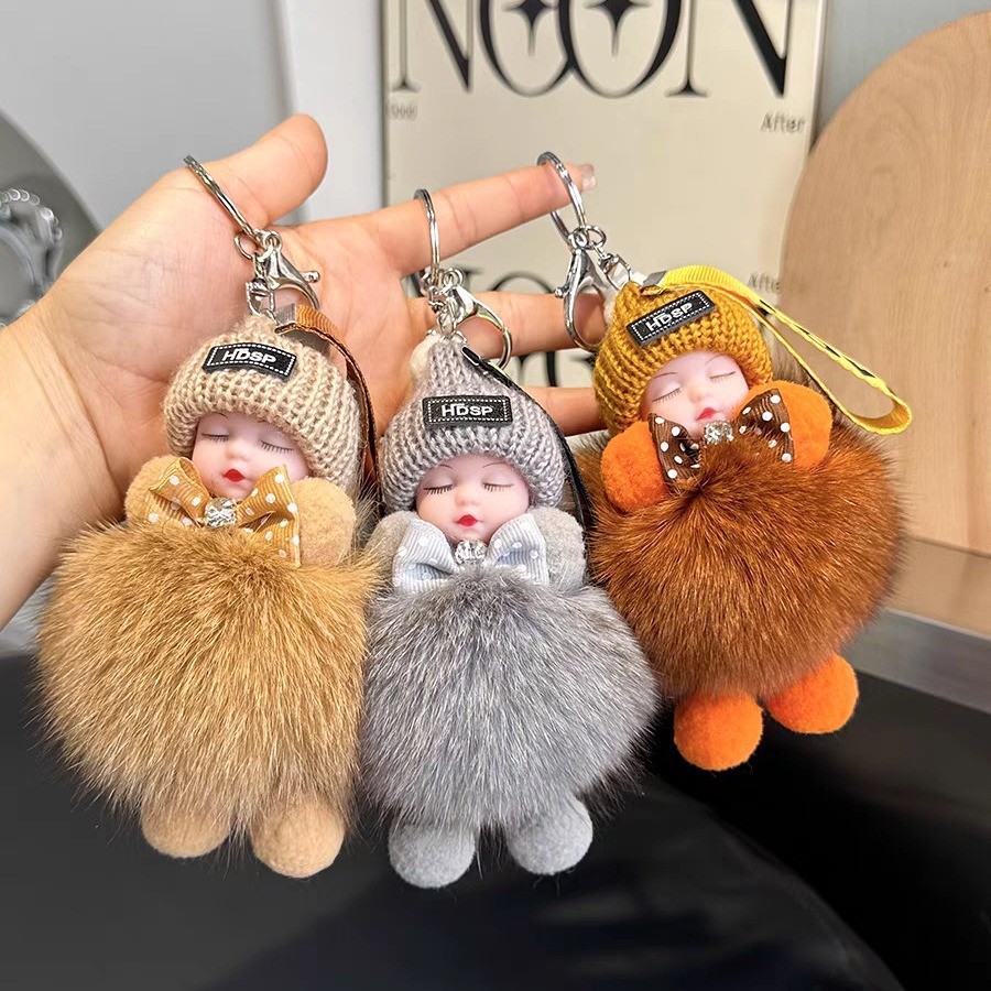 Gantungan Tas, Boneka Gantungan Kunci Bulu, Gantungan Boneka Tidur Yang Lucu Banget, Gantungan Kunci