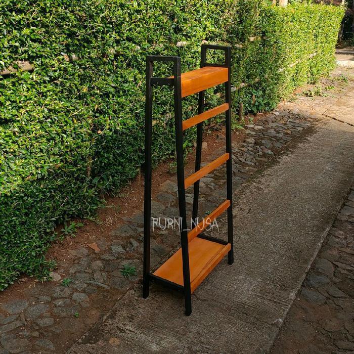 Rak hijab estetik/rak mukena/rak sajadah kayu mahoni berkualitas modern furniture - Natural estetik 