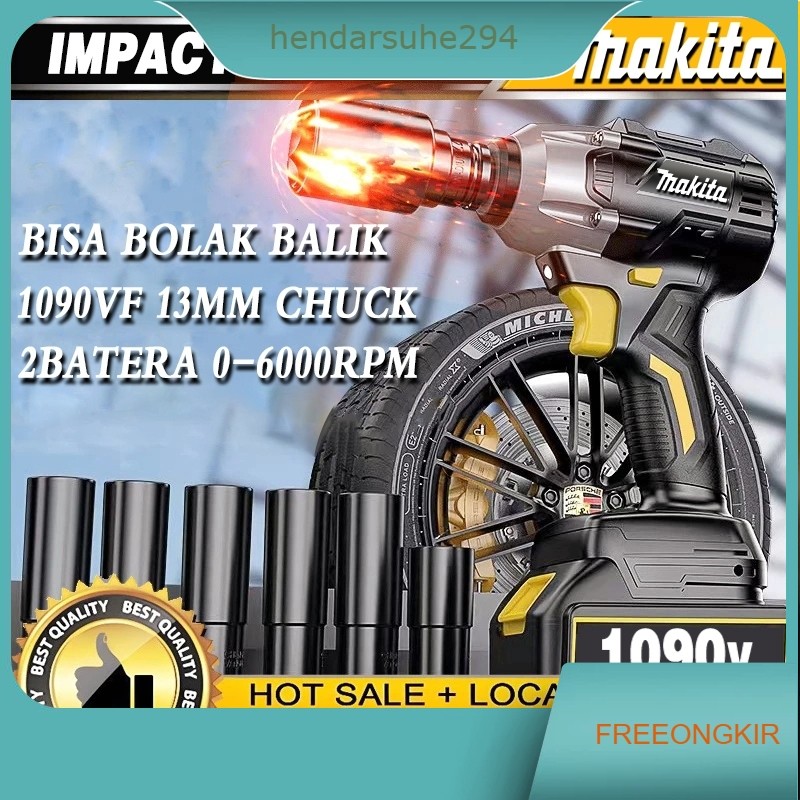 MAKITA Impact Wrench Brushless 950N.M Mesin Bor Baterai Impact Baterai 1090V/588V Impek Baterai Tors