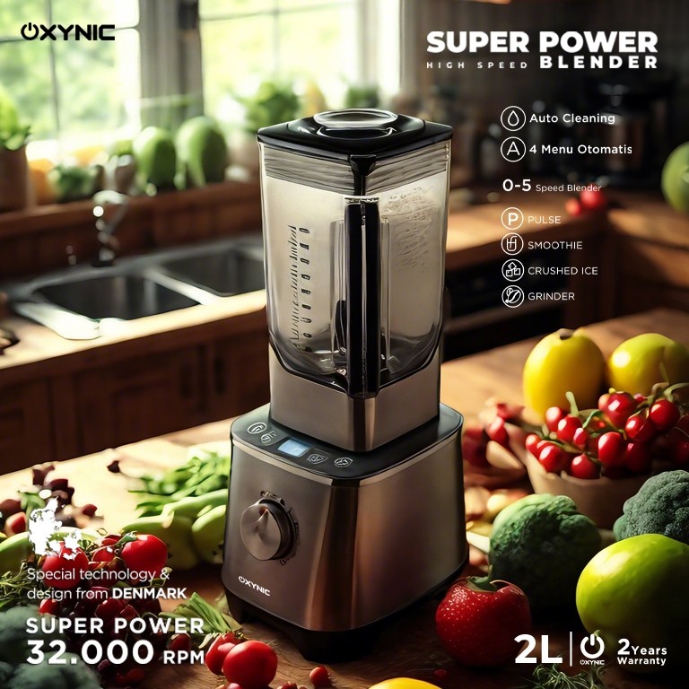 OXYNIC Super Power Blender touchscreen 2L Heavy Duty 32.000 RPM motor kuat awet tahan lama