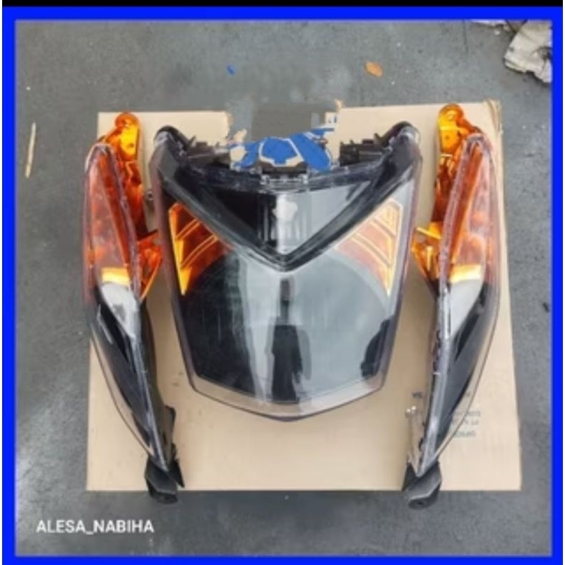 Refektor lampu depan set sen depan castem hitam oren beat fi beat 2013-2016 fuul set
