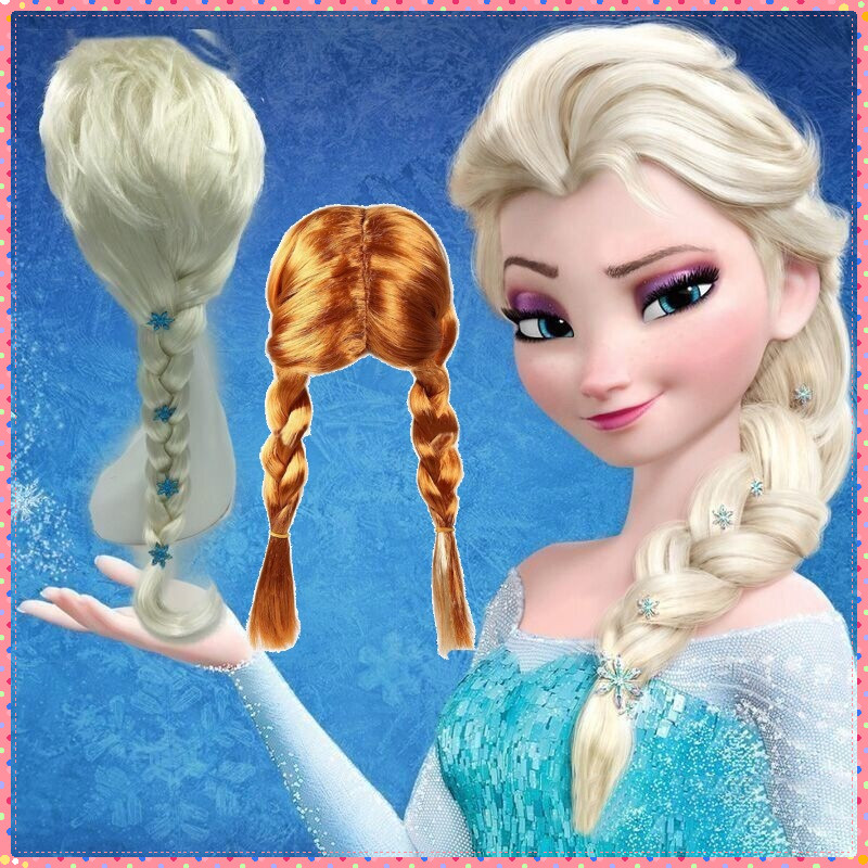 Wig Rambut Palsu Frozen Elsa Anna Elsa Wig Untuk Anak Perempuan Aksesoris Pesta Putri Rambut Wig Els