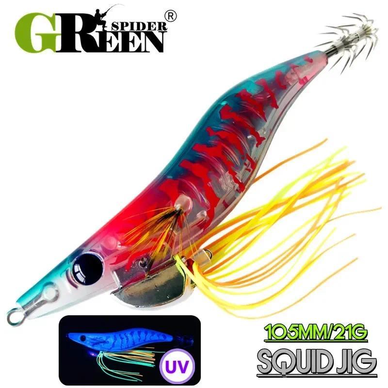 GREENSPIDER Squid Bait 105mm 21g Luminous Squid Jig Eging Artificial Bait Sinking For Octopus EGI Cu