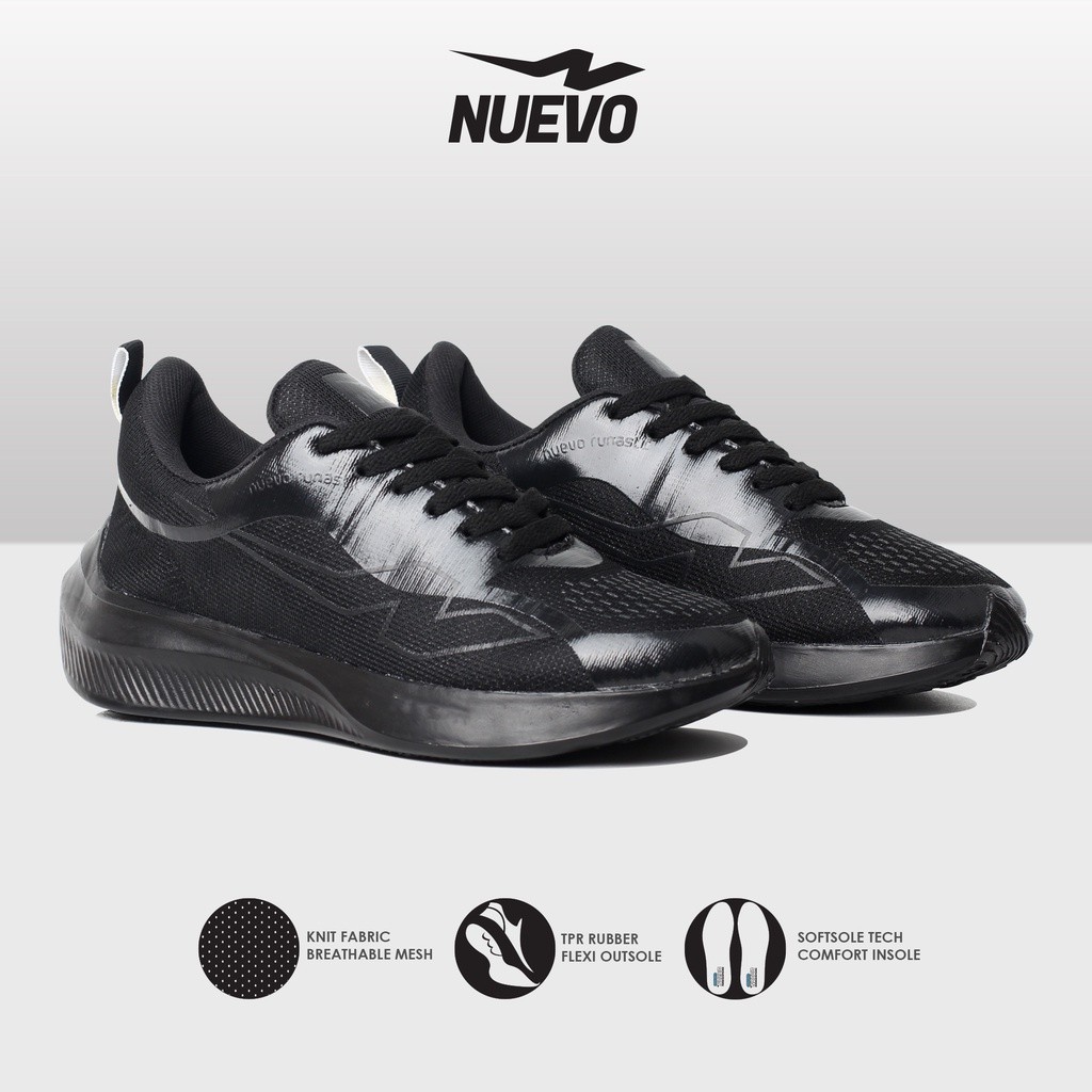 Aero - NUEVO - Sepatu Lari Pria Sneakers Kasual Olahraga Running Nuevo Runastic Putih Hitam Ringan