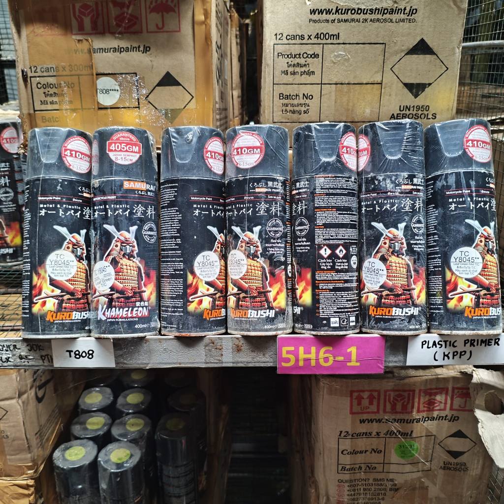 Pilok Pilox Cat Samurai Black Grey Met Hitam Abu Abu Metalik (K414)400Ml Cat Semprot Samurai Paint K