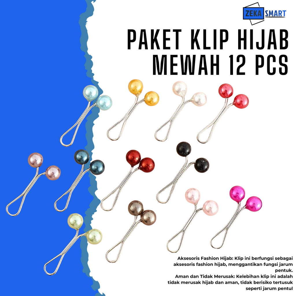 12 buah/pas Wanita muslim penjepit sutra mutiara U Pin yang dicat mutiara kasa ornamen gesper