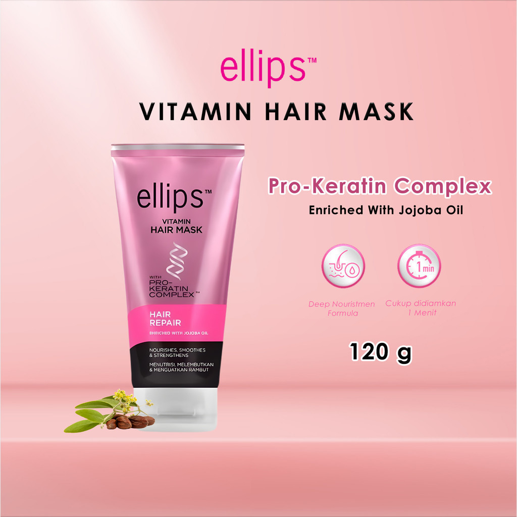 Ellips Masker Rambut 120g | Pro Keratin Complex | Nutrisi Rambut Rontok & Kering