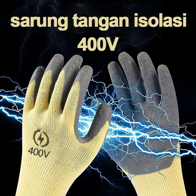 Sarung tangan listrik tahan tegangan 400V, tahan api, isolasi, untuk pekerjaan kelistrikan, dengan d