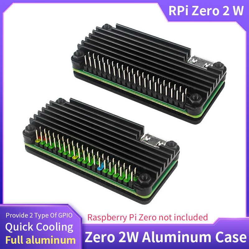 Raspberry Pi Zero 2 W Aluminum Case Metal Shell Passive Cooling Heat Sink GPIO Header for Raspberry 