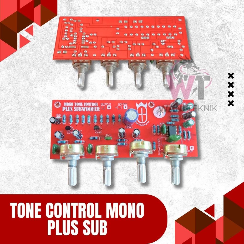 Kit Tone Control Mono Plus Sub 4 Pot Non CT 12–24V DC – Cocok Untuk Speaker Aktif