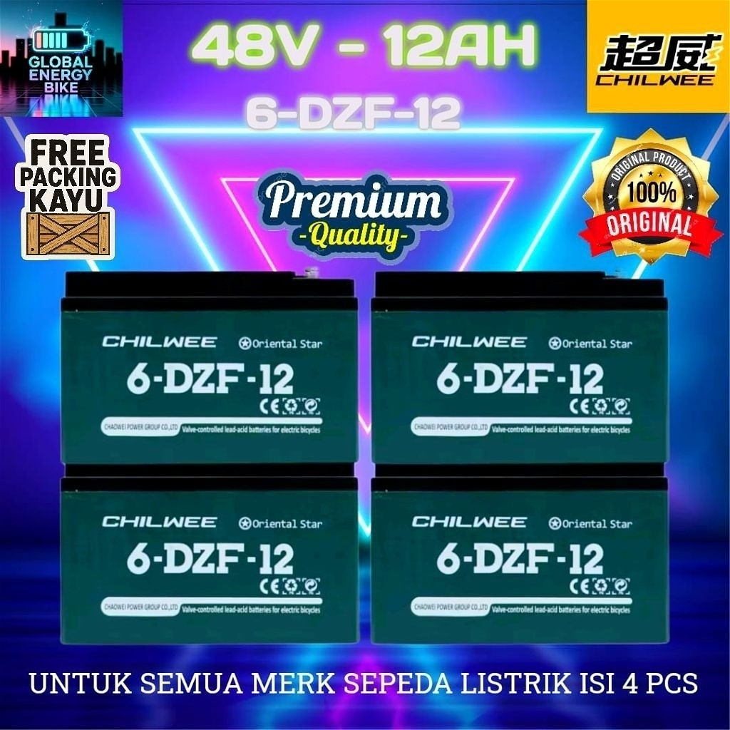 CHILWEE AKI / BATERAI SEPEDA LISTRIK 12V/24V/36V/48V 20AH/12AH ORIGINAL Garansi Resmi