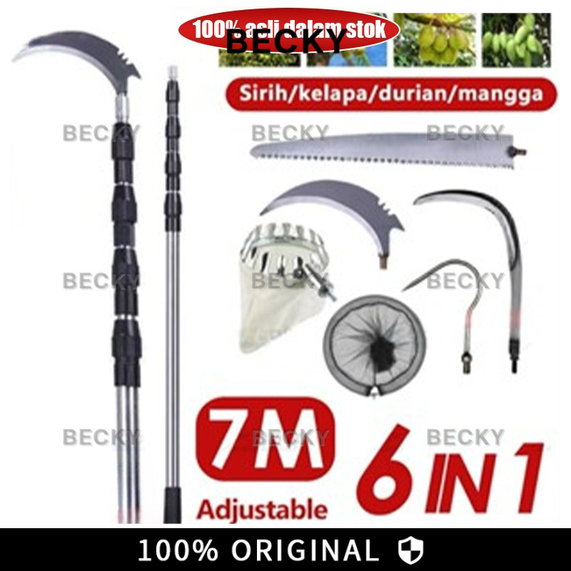 BECKY 7 Set 3/6/7/10M Alat Pemetik Buah Alat Pemetik Buah/Galah Pemetik Buah/Tongkat Pemetik Buah/Al