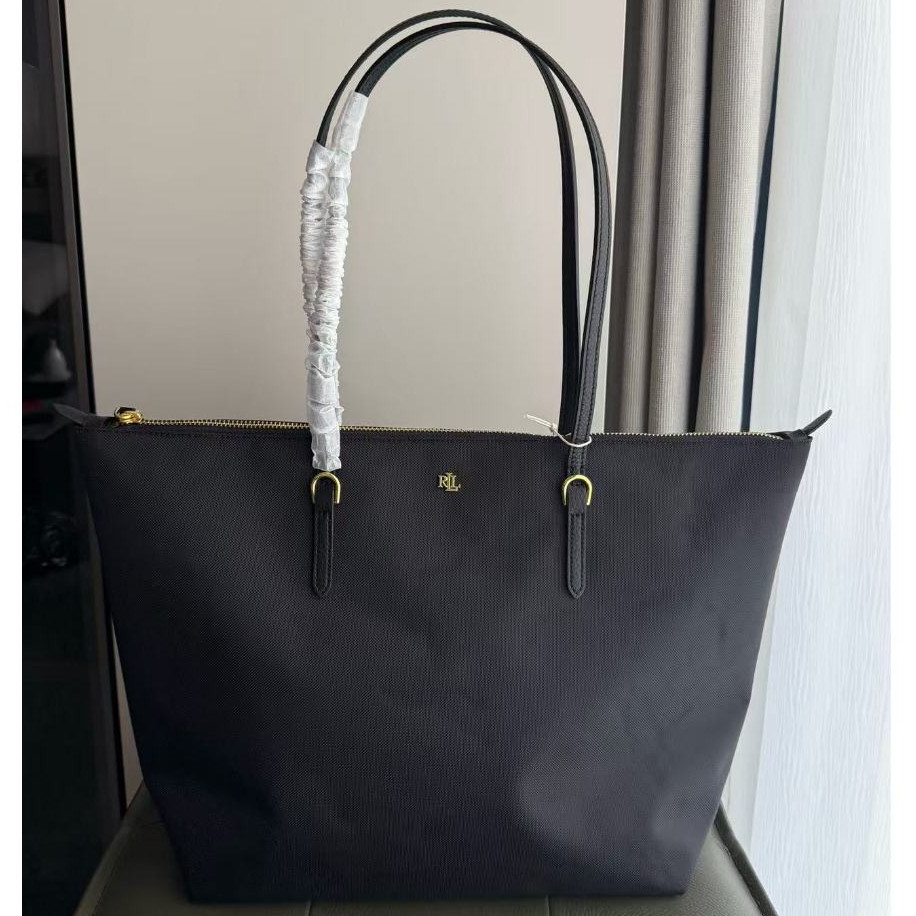 RalphLauren Lady‘s 2025 Counter Latest LaurenKeaton Medium Size Nylon Zipper Tote Bag