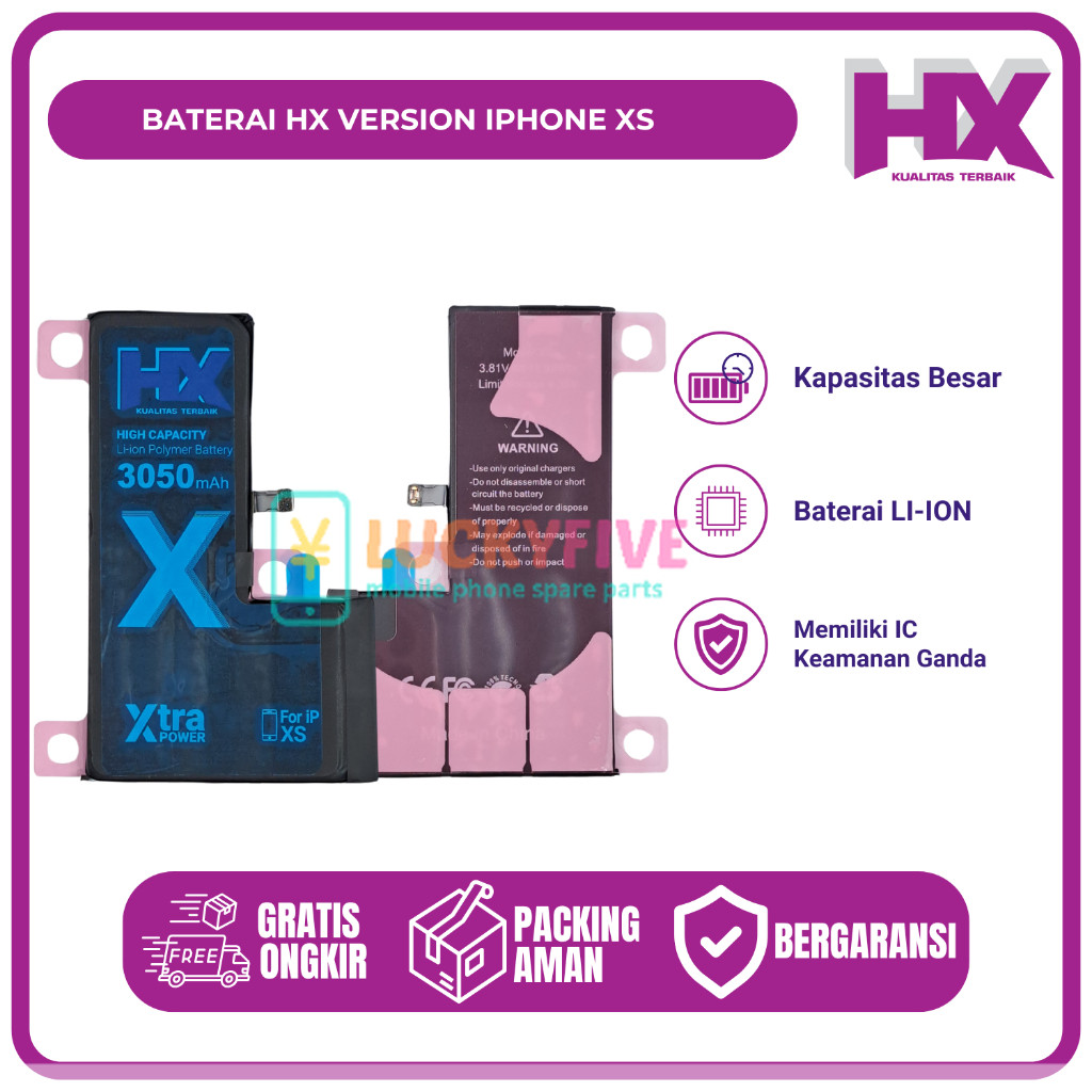 Baterai lPhone XS Double Power iC Batre Battery Batrai HX Original Garansi Kualitas Premium