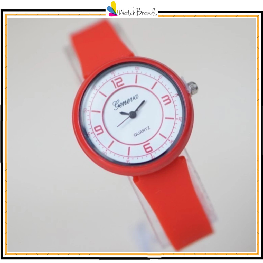WTB JAM TANGAN MURAH ORIGINAL WANITA PRIA GENEVA RUBBER ANGKA BALOK TERMURAH GN032
