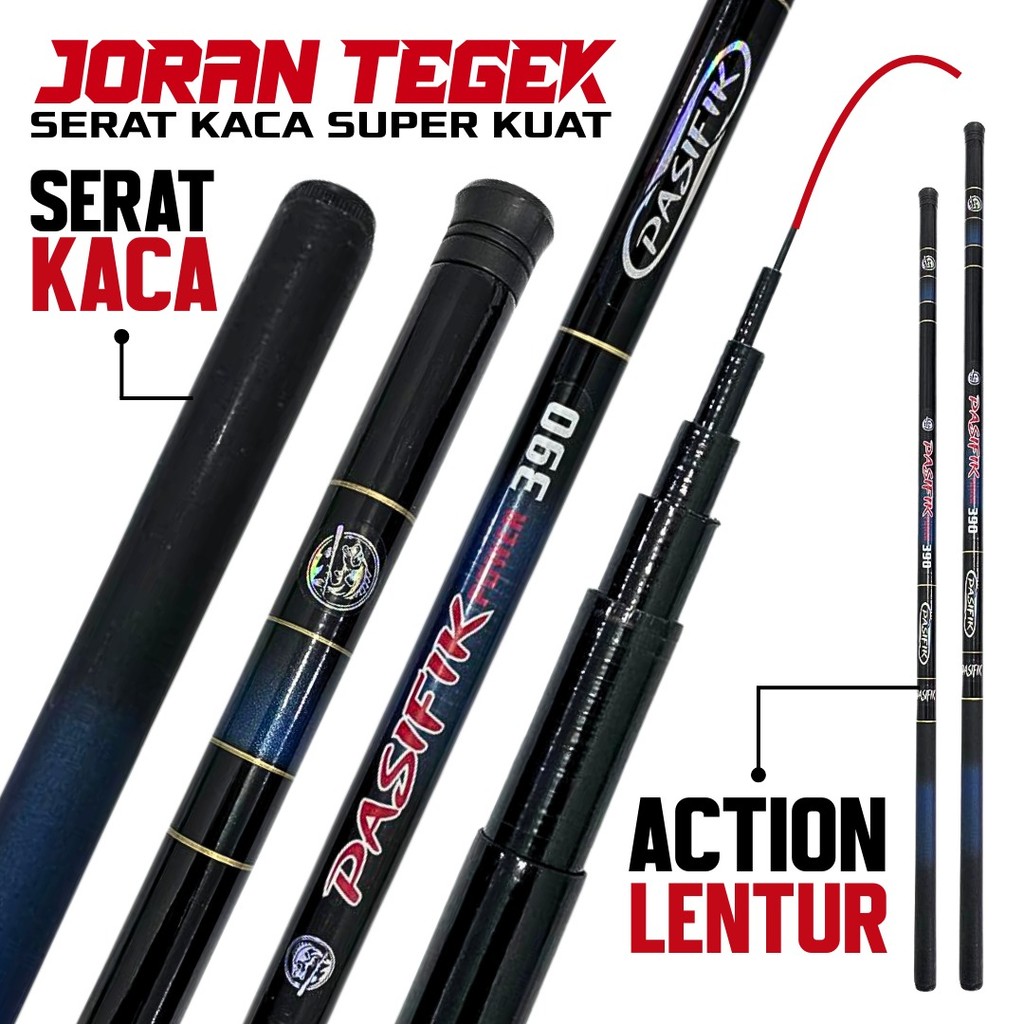 Joran Tegek Full Serat Kaca Tebal Super Lentur Ujung Ultra Sensitif Cocok Untuk Ikan Harian Nila Muj