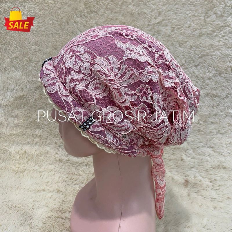 Sale Ciput topi hijab kupluk kerpus nenek topi kerudung wanita dewasa ciput brukat tali