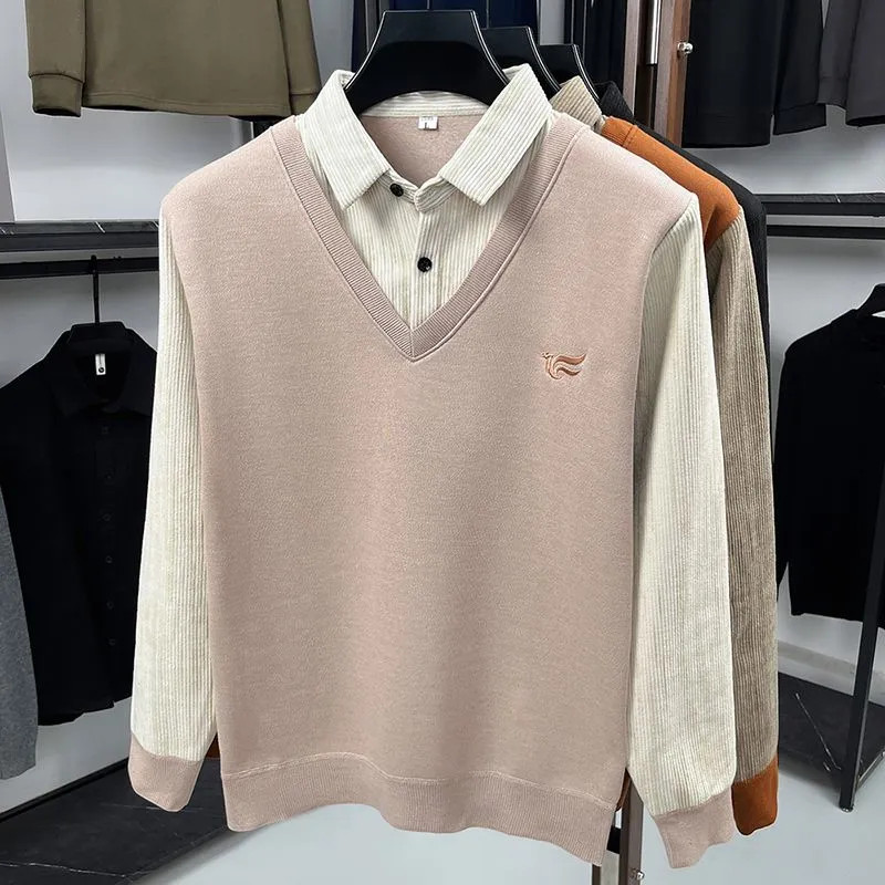 Sweater pria bergaya Korea dengan lapisan bulu lembut, nyaman dipakai, dan anti kusut