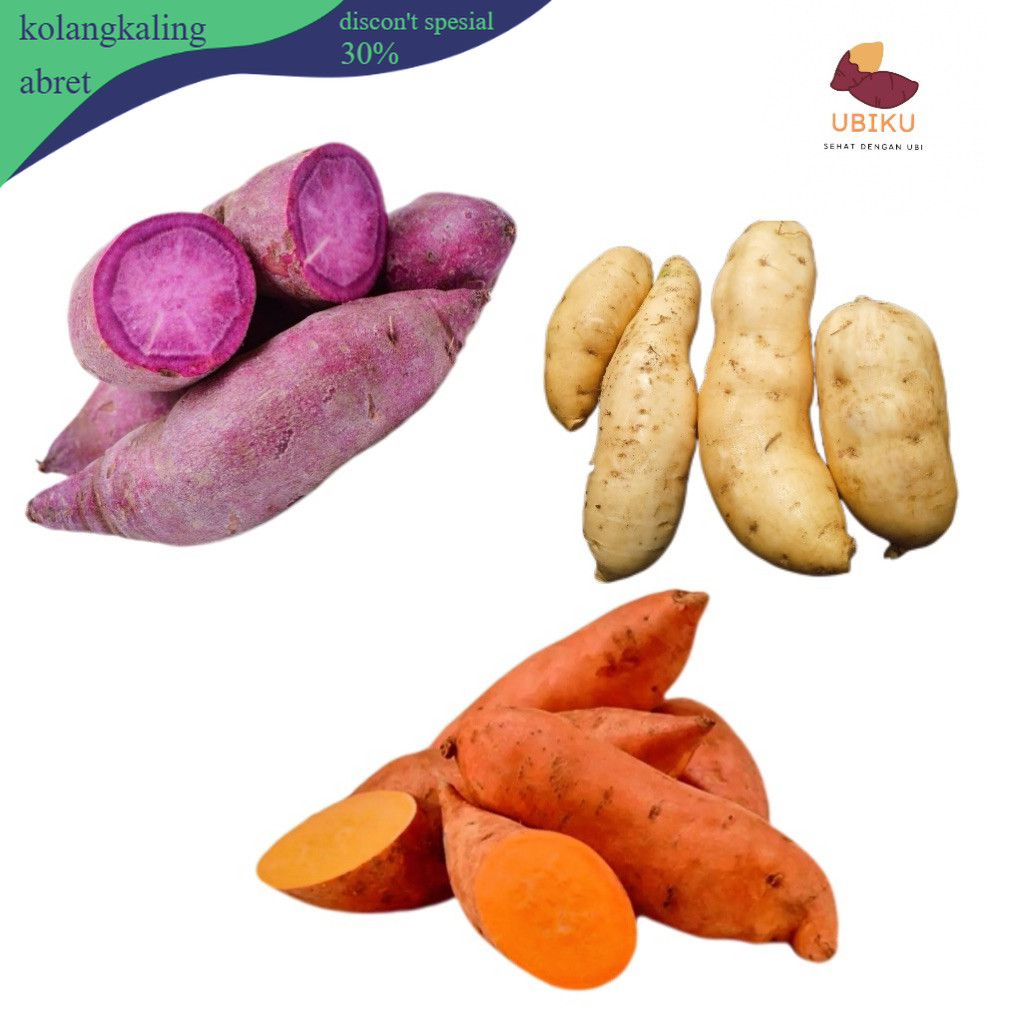 ubi jalar ungu, ubi madu cilembu, ubi jalar oranye, (mix) campur