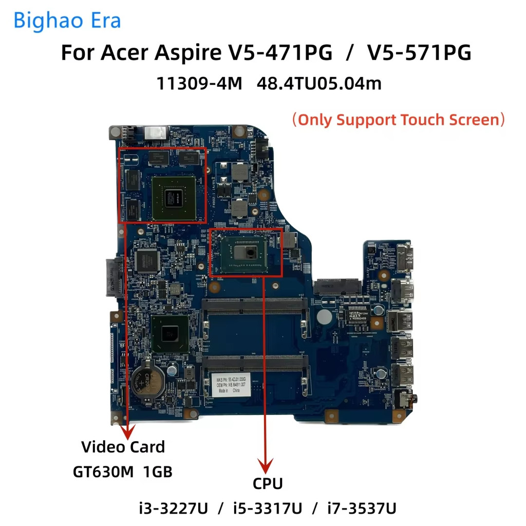 For Acer V5-571P V5-471PG V5-571PG Laptop Motherboard With i3-3227U i5 i7-3537U CPU GT630-1GB 11309-