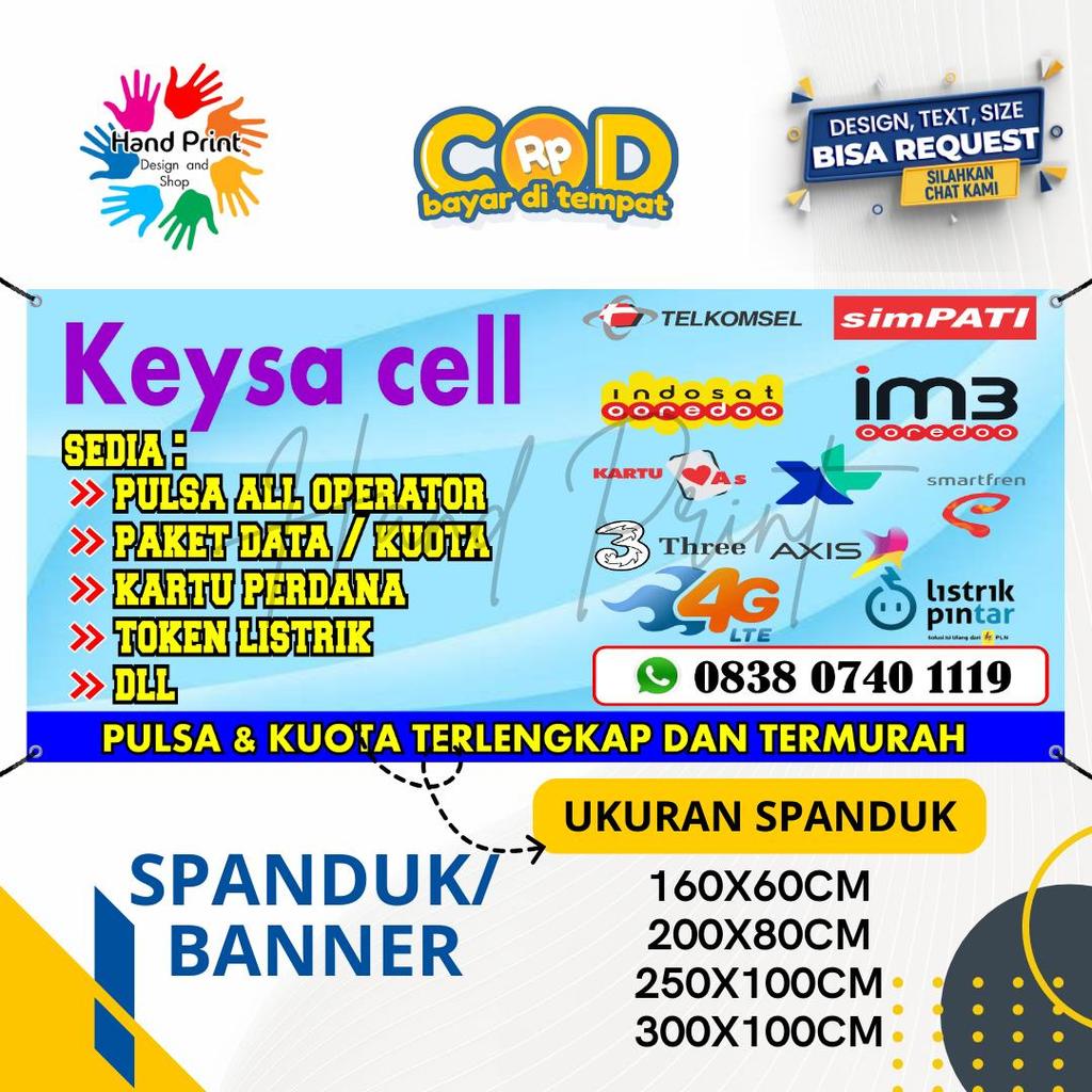 Cetak Spanduk Banner Konter Biru Muda MMT Spanduk Custom 200x100