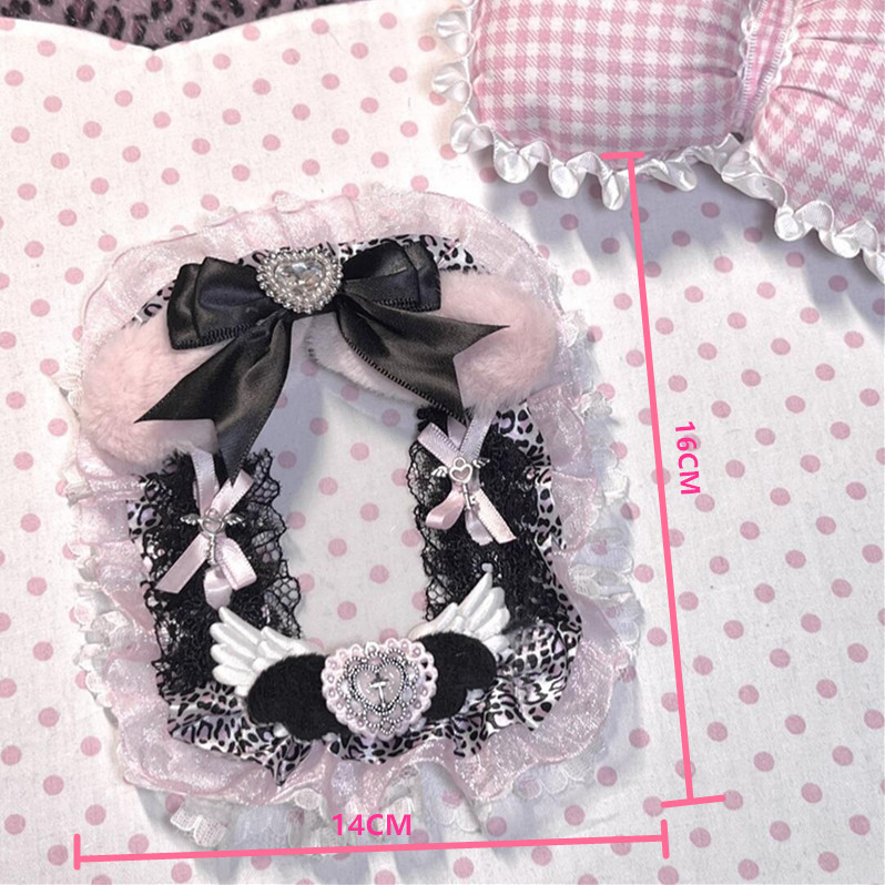 Sweet Pink Leopard Card Holder Student ID Case Anime Photocard Pouch Teens Girls Anime Ita Bag Ornam