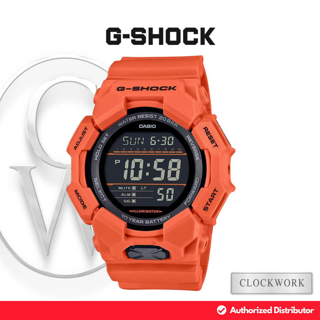 Jam Tangan Pria Casio G-shock GD-010-4DR Karet Resin Sporty Casual Orange Digital Dial Hitam GD-010-