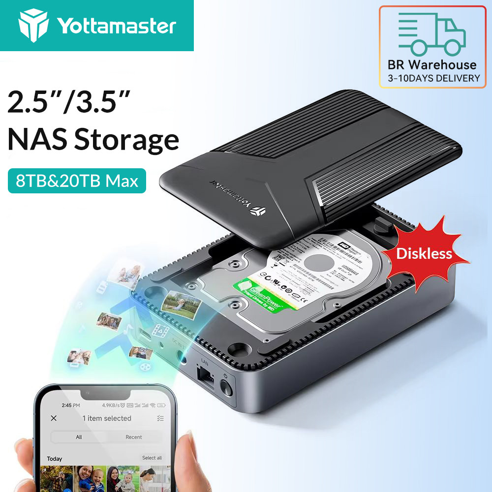 Yottamaster 2.5"/3.5"SATA SSD HDD Type C NAS Network Private Cloud Storage Hard Drive External Enclo