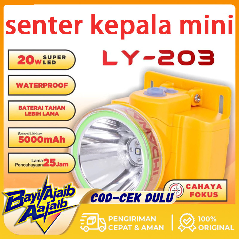 SENTER KEPALA SELAM 40W LY-203 Headlamp Outdoor Senter Kepala 300 Watt Super Terang Anti Air Senter 