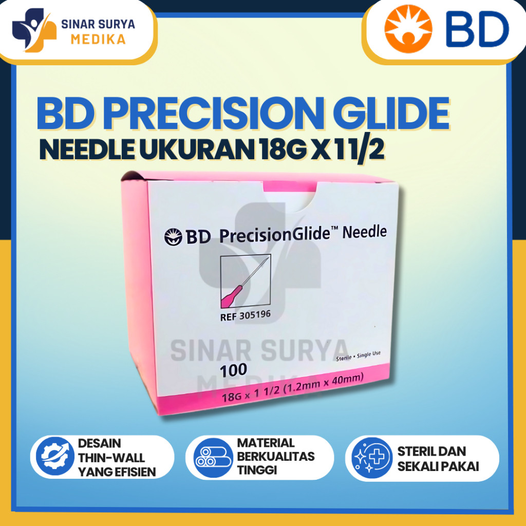 BD Needle 18G / BD Precision Glide / Jarum BD 18G