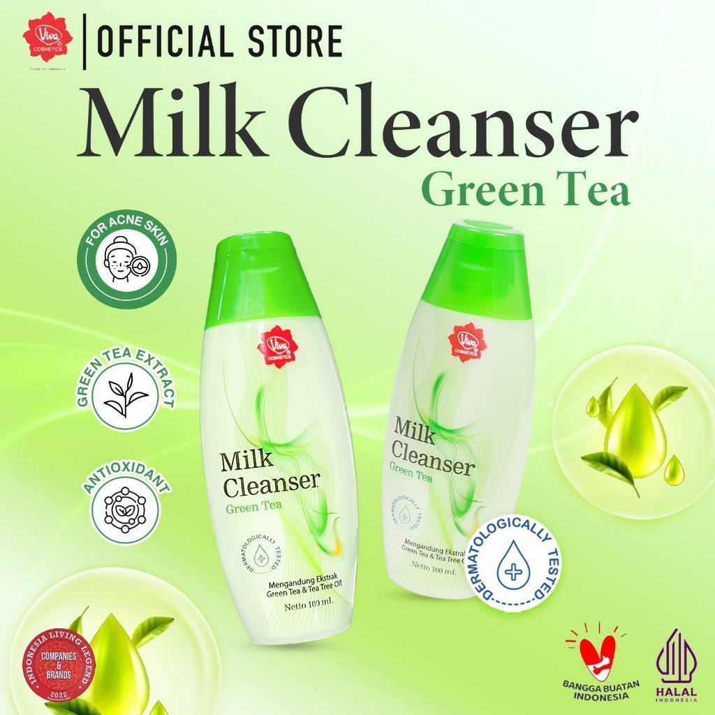 Viva Cosmetics Milk Cleanser Green Tea 100 ml - Produk Legendaris dengan Ekstrak Green Tea & Tea Tre