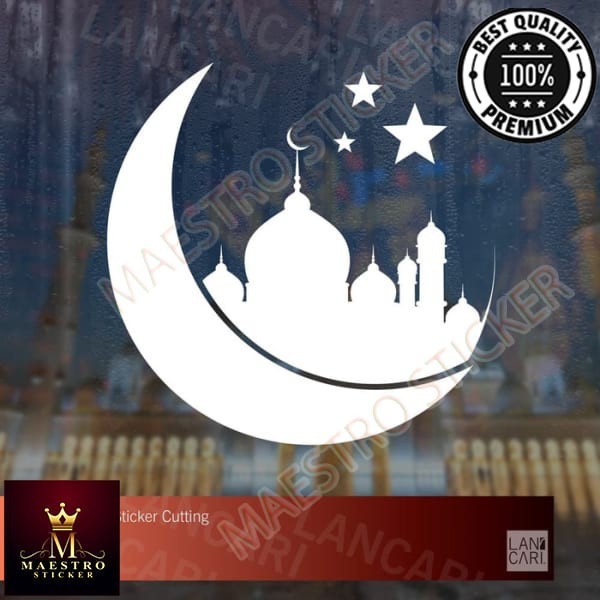 Stiker Cutting Ramadhan Idul Fitri Islam Masjid Sticker Dinding Kaca - Putih