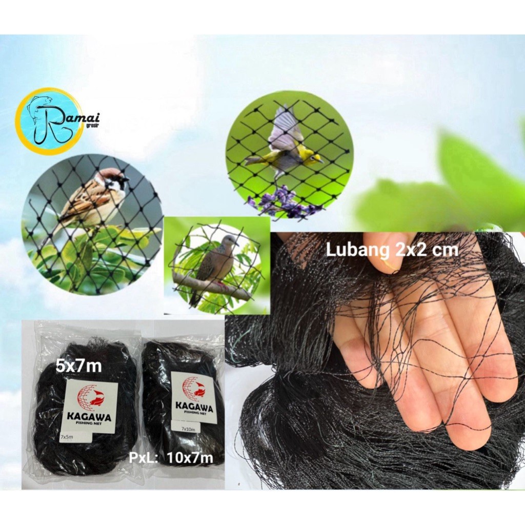 Kagawa net Pukat Jala Jaring Burung Bahan Nilon lebar 7m Pipit Perkutut Pipit kutilang tekukur