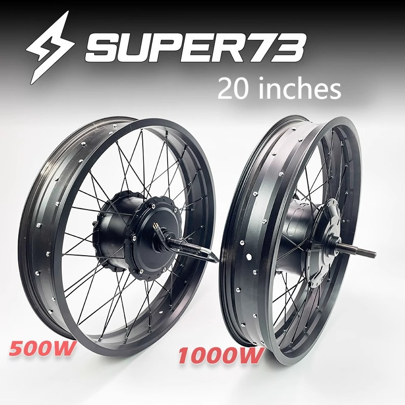 Super73 E-Bike Conversion Kit 20x4.0 Fat Tire 500W/1000W Hub Motor Front Rear Wheel Set for Snow Bik