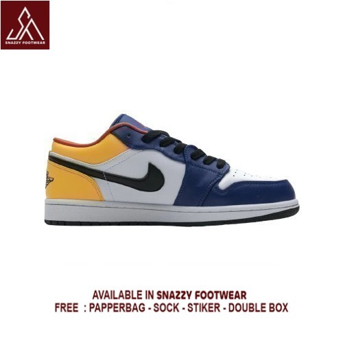 Sepatu Sneakers Nike Air Jordan 1 Low 'White Deep Royal Blue' 100% Original Unisex