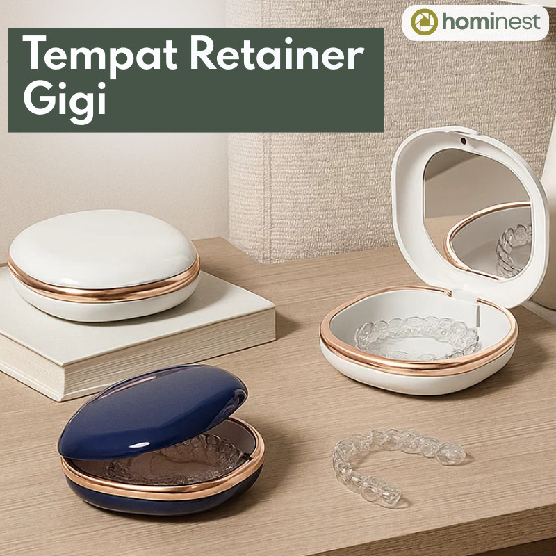 Tempat Retainer Gigi Set Cermin Tempat Gigi Palsu Lepas Pasang Denture Box Kawat Gigi